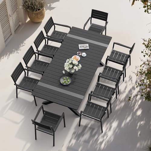 Pellebant 11-Piece Outdoor Patio Dining Table Set for 10 Person