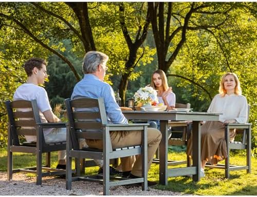 SERWALL 5 Pcs HDPE Patio Dining Set, Outdoor Dining Set for 4, Gray