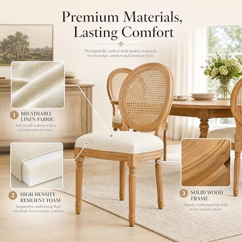 French Country Dining Chairs, Upholstered Dining Chairs Set of 6