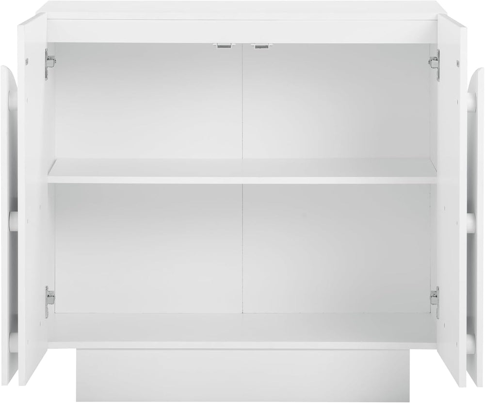 Nathan James Iris Mid-Century Modern Buffet Sideboard Credenza, White Wood St...