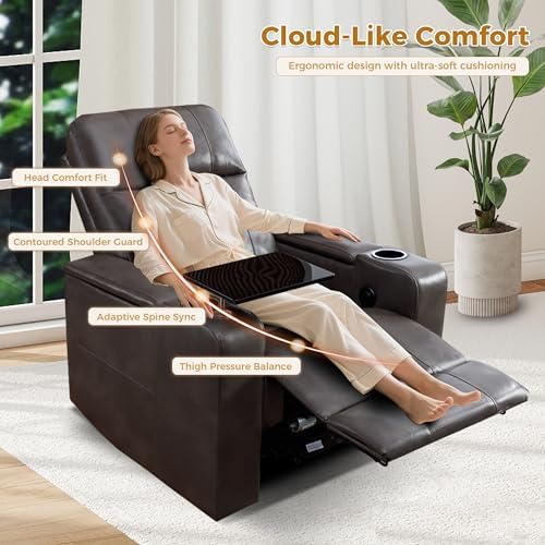 ANJ Power Recliner Chair Electric PU Leather Recliners Soft Home Theater Seat...