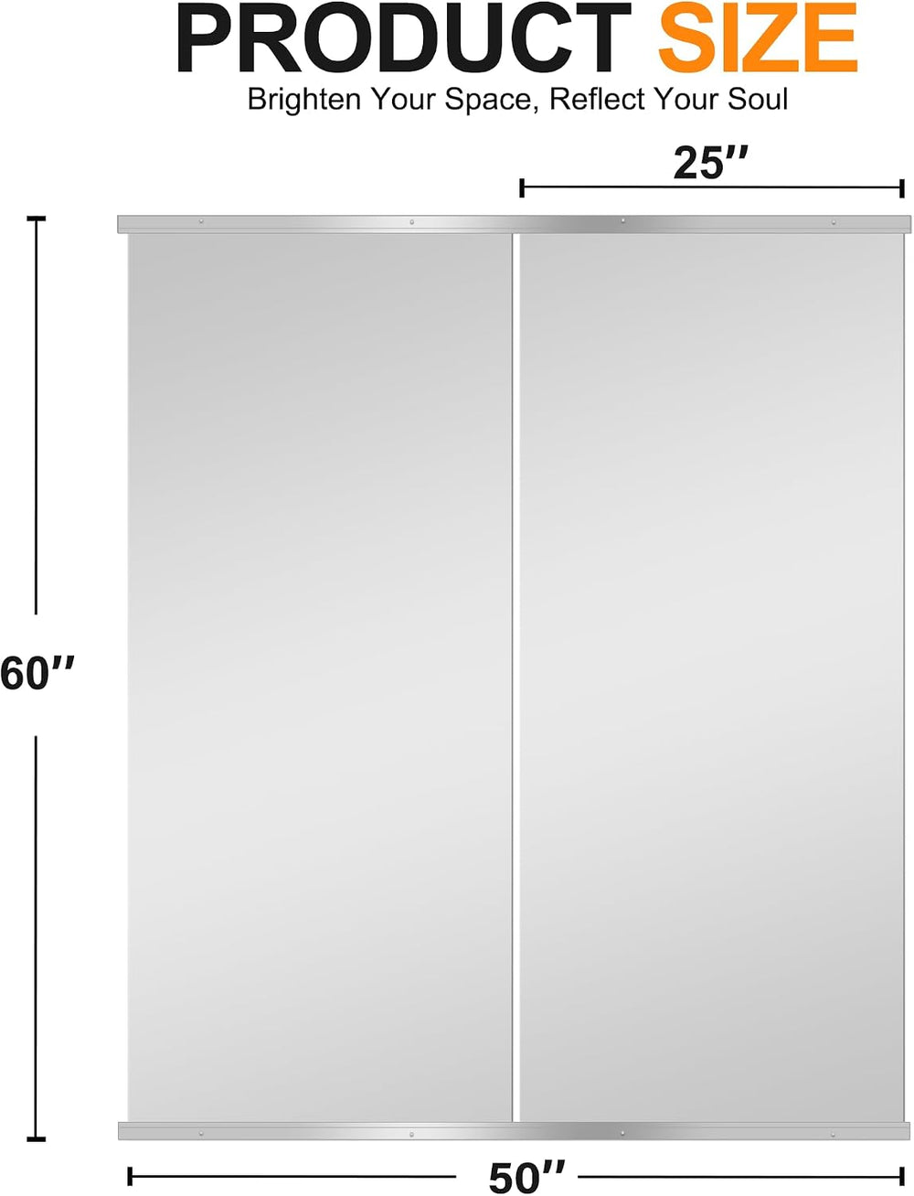 Delma Home Gym Mirror, 60''x25''x2PCS Silver