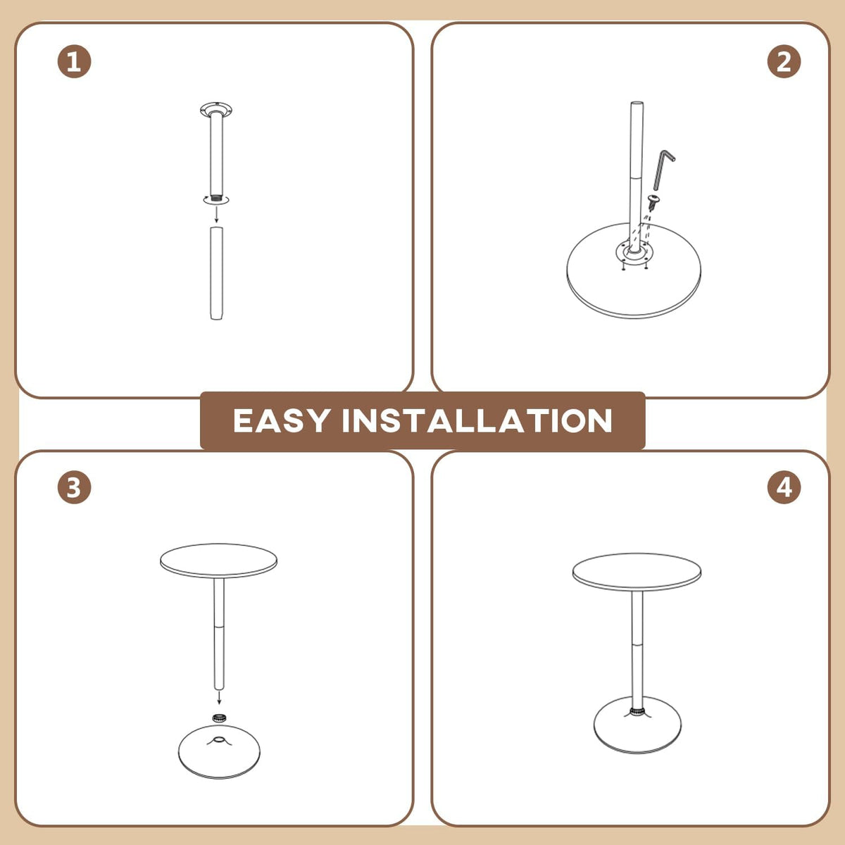 PayLessHere Bistro Bar Table 40 Inch Round Table Height Top Pub Table Cocktail for Home, Kitchen and Dining Room