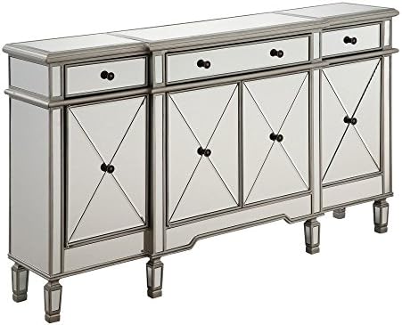 Elegant Lighting 3 Drawer 4 Door Cabinet in Silver Clear 60" x 14" ...