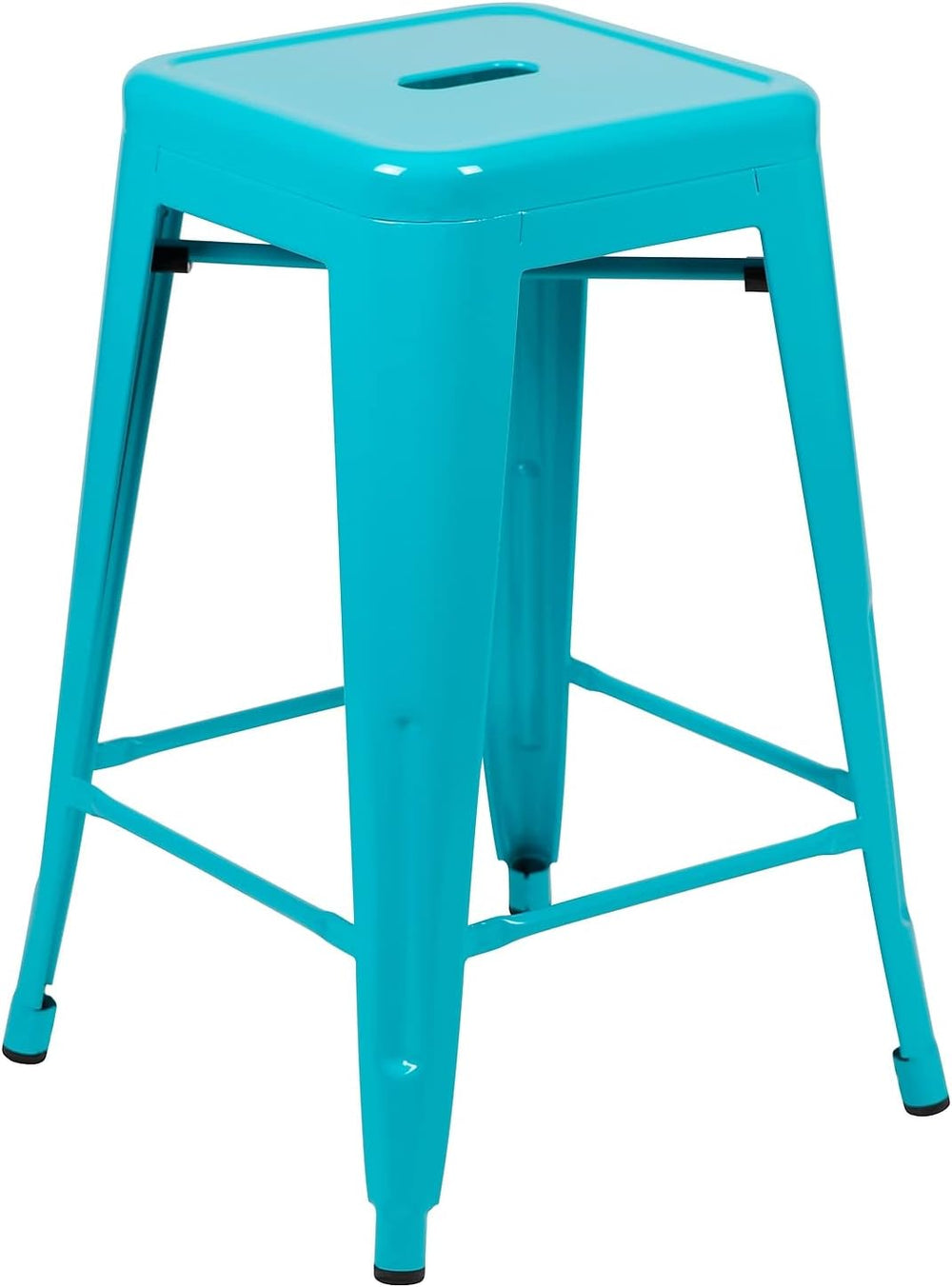 Flash Furniture 24 in Metal Stackable Counter Stool, Teal, 4-Pack