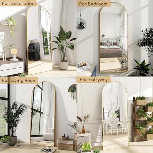 Prywot Arched Full Length Mirror, 70"x26" Free Standing Floor Mirro...