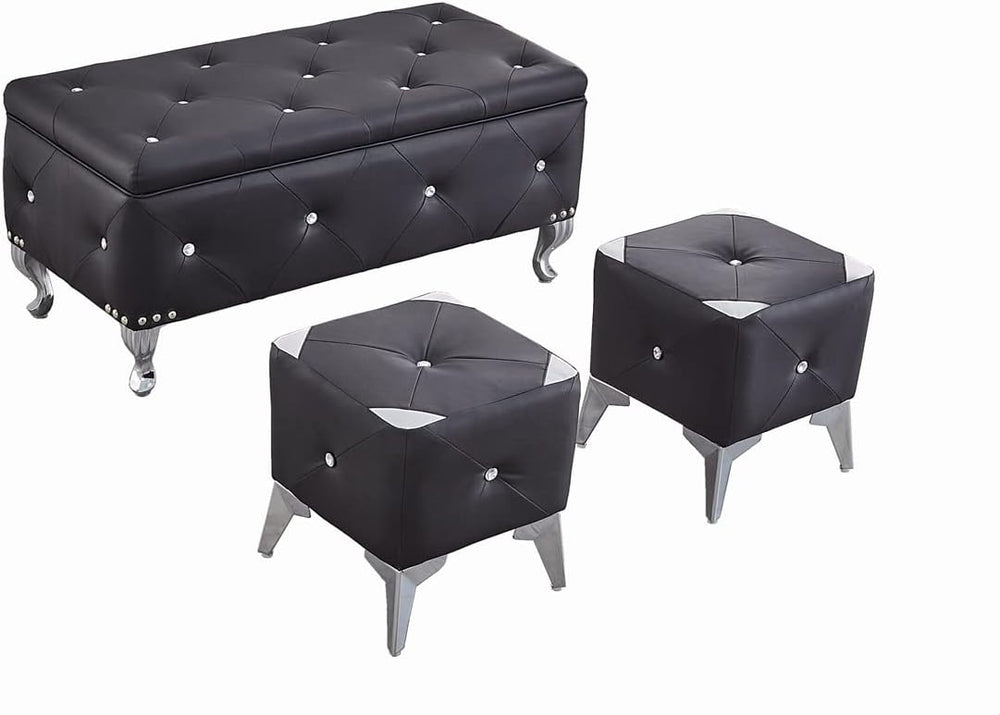 DRM'SCUUM Faux Leather Large Storage Ottoman Bench Set Foot Rest Stools f...