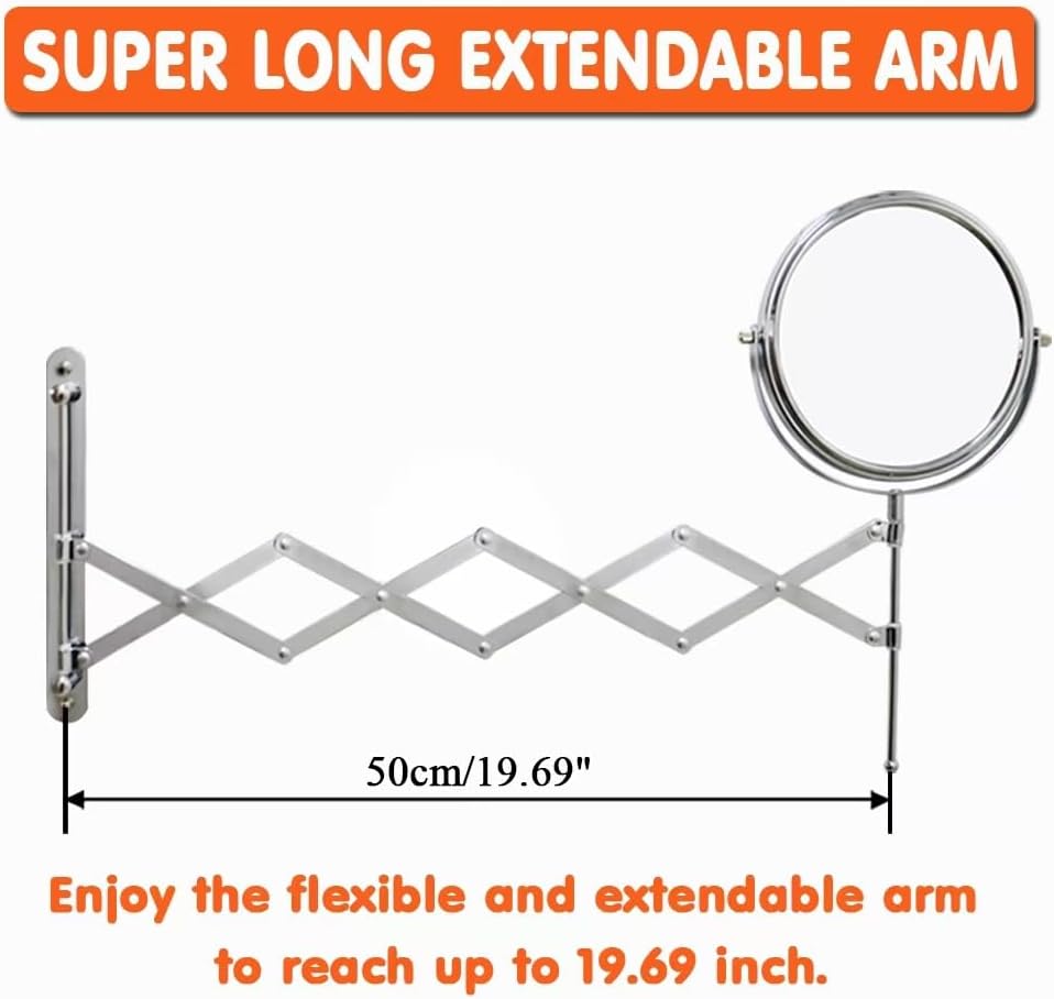 Welllink 7 Inch Extendable Mirror 3X and 1X Chrome