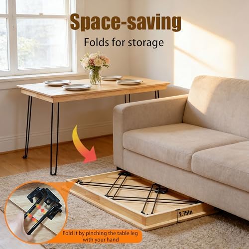 Solid Oak Folding Desk 43 Inch No Assembly Portable Table