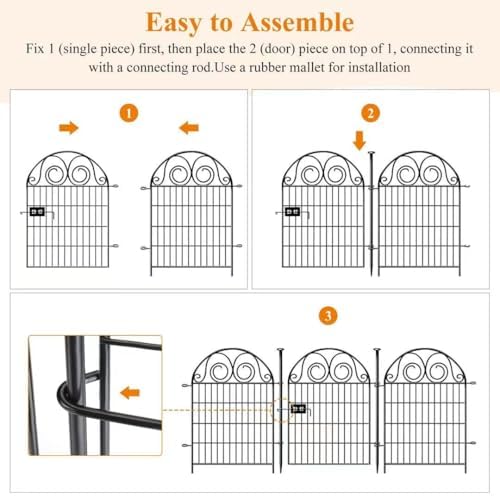 Getlay Garden Fencing 36 Inch High, 4 Panels Total Length 8.8 Ft Dog Fences O...
