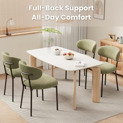 MALOL Dining Chairs Set of 6, Modern Fabric Dining Room Chairs, Green