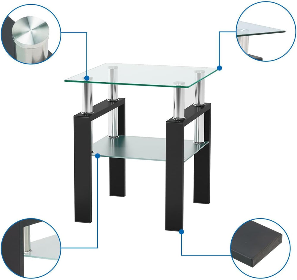 3 Piece Living Room Table Set, Glass Coffee Table Set of 3, Coffee Table Set ...