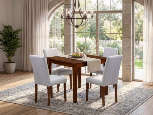 East West Furniture OXAB5-AWA-05 5 Piece Kitchen Table Set for Small Spaces Includes a Square Modern Dining Table and 4 Parson Kitchen Chairs, 36x36 Inch, Antique Walnut