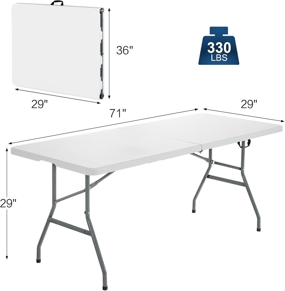 GIANTEX Folding Picnic Table, 6FT Portable Foldable Tables for Party BBQ, Met...