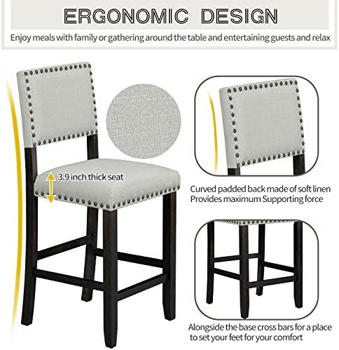 Merax 5 Piece Dining Table Set for 4, Counter Height, Espresso