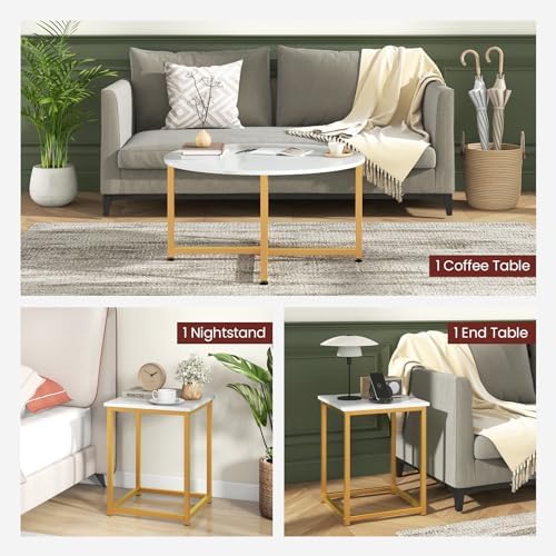 GIANTEX Round Nesting Table Set of 3, Wood Living Room Table Set, White