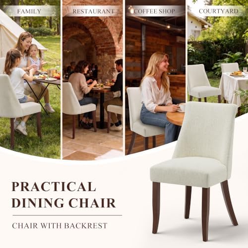 COLAMY Upholstered Mid Century Dining Chairs Set of 6, Beige