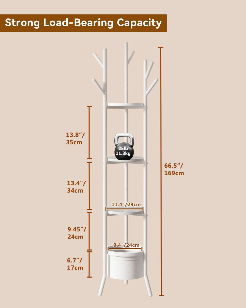 YMYNY Coat Rack, Freestanding Coat Stand with Storage Shelves, Hall Trees wit...