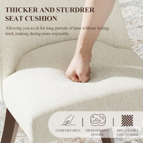 COLAMY Upholstered Mid Century Dining Chairs Set of 6, Beige