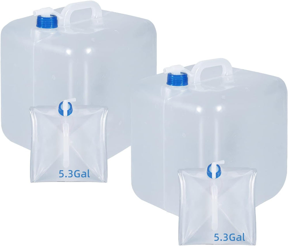2 Pack Collapsible Water Container with Spigot, Foldable Cube Water Jugs Port...