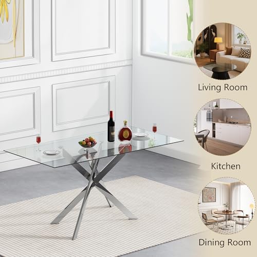 HomVent 52'' 5 Piece Rectangular Glass Dining Table Set for 4
