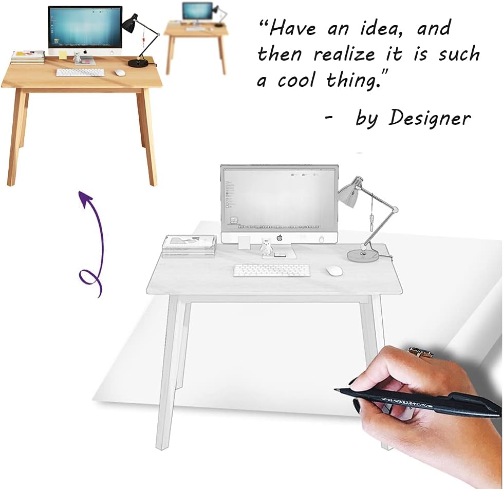 IOTXY Simple Wooden Writing Desk - 55" W PC Laptop Computer Table, White