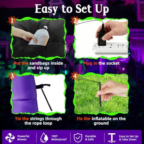 6FT Rotating Halloween Inflatables Outdoor Witch, 360° Swivel Base Lighted wi...