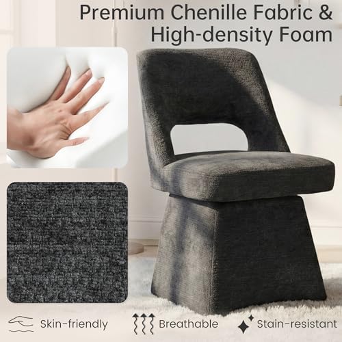 VKNOW Upholstered Swivel Dining Chairs Set of 4 with Curved Open Back