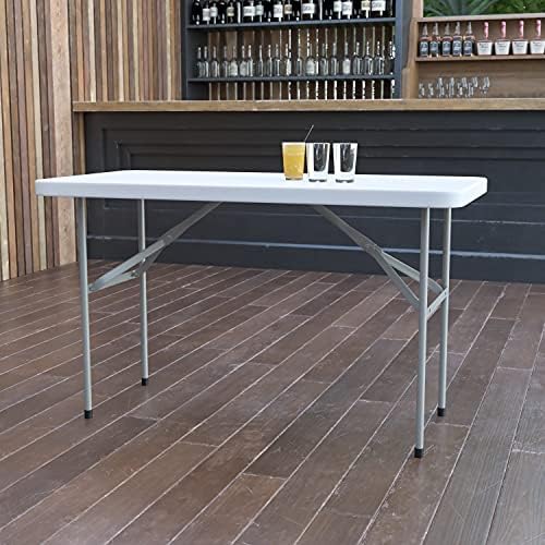 Flash Furniture 4-Foot Granite White Plastic Folding Table