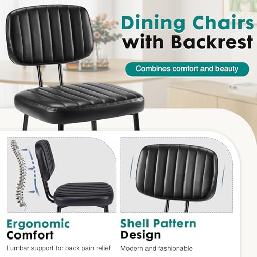 OLIXIS Dining Chairs Set of 4, Upholstered Kitchen Chairs, Black
