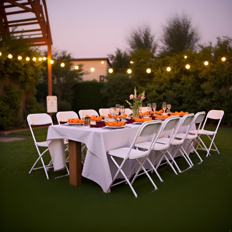 White Folding Chairs 10 Pack, Plastic Folding Chair for Outside, Indoor Outdo...