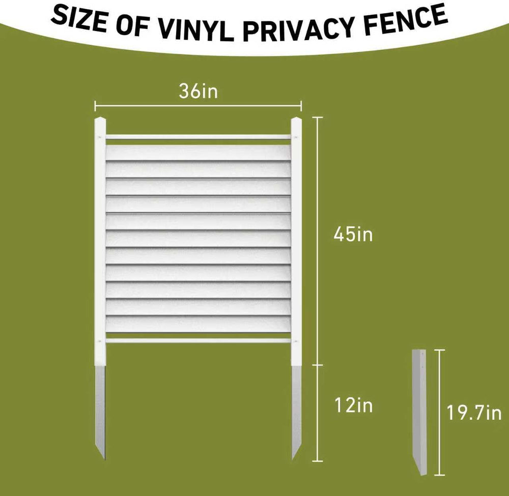 36" W X 45" H Reinforced White Vinyl Privacy Fence, Double Windproo...