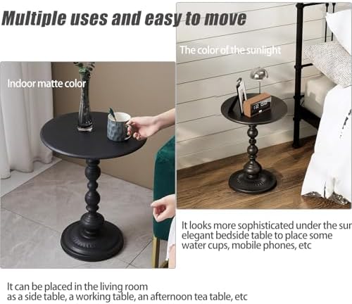 2 Set Pedestal Metal Round Side Table, Black Sofa Table, Small TV Tray Table for The Sofa in The Living Room and Bedroom, Bed, Chair, Mini Coffee Table, Headboard Table, 13.77 (W)*20.47 (H)