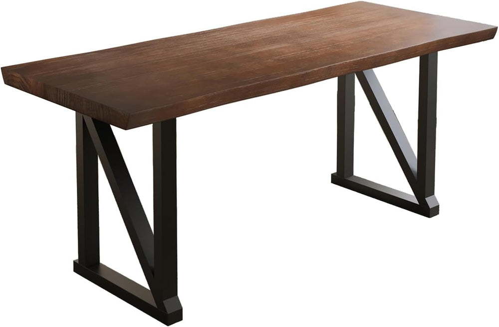 Solid Wood and Metal Modern Industrial 56 inch Wide Home Office Desk, Writing...