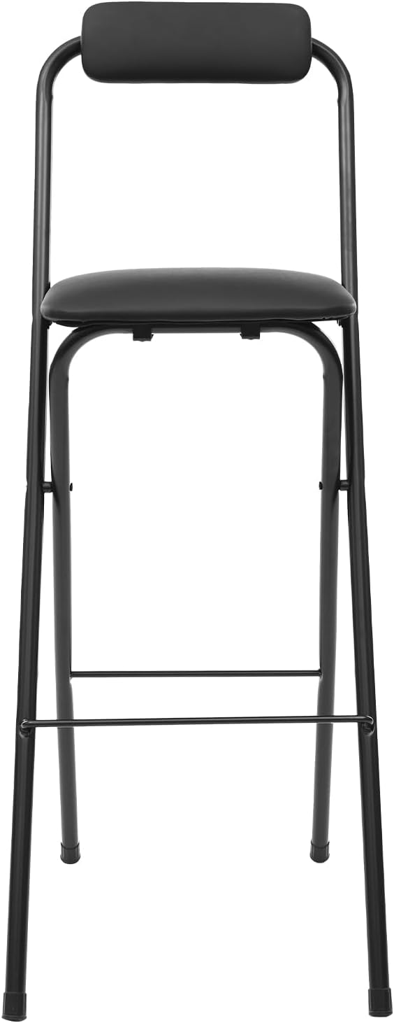 1Pcs Folding Counter Height Bar Stool w/Back,27.5" Cushioned Portable Stool