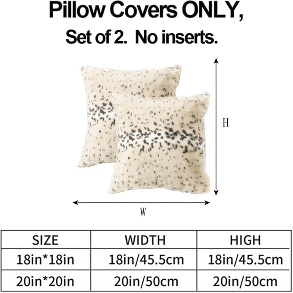 Faux Fur Throw Pillows Decorative Couch Pillow Covers Snow Leopard 18x18