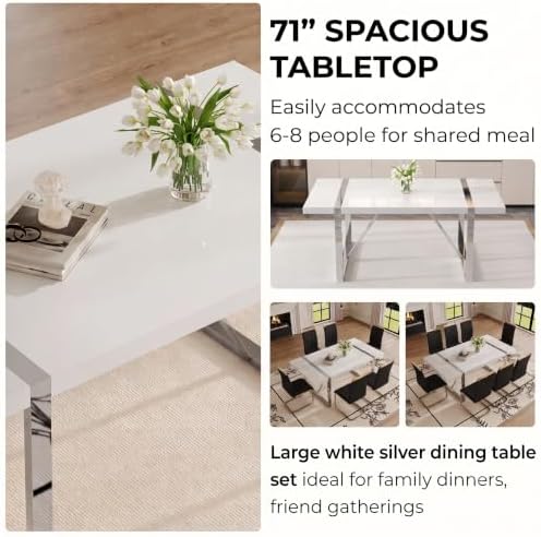 Ebullient Dining Table Set for 8，Modern 9 Piece Dining Room Chairs Set