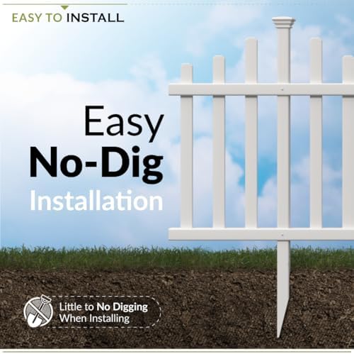 Zippity Madison Picket Fence Panels, White Vinyl DIY No Dig Kit