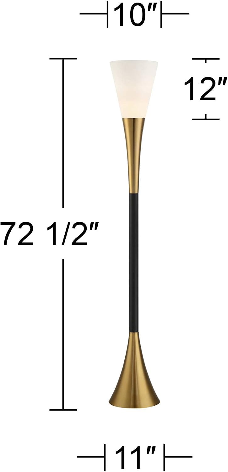 Piazza 72 1/2" Tall Brass and Black Torchiere Floor Lamp