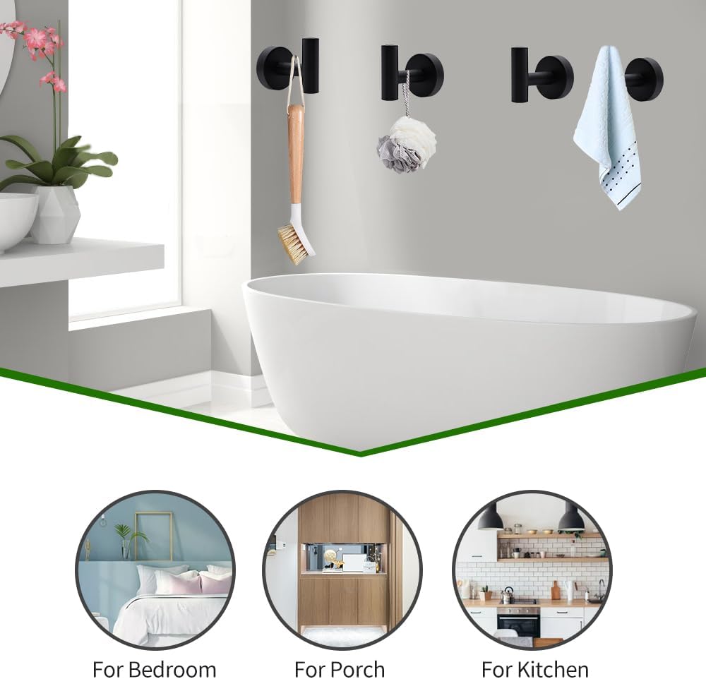 10pcs Matte Black Retractable Bathroom Hardware Set,