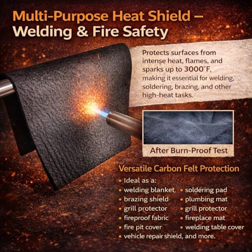 39 x 48 x 1/5 inches Carbon Fiber Welding Blanket Fireproof, Heat Resistant F...