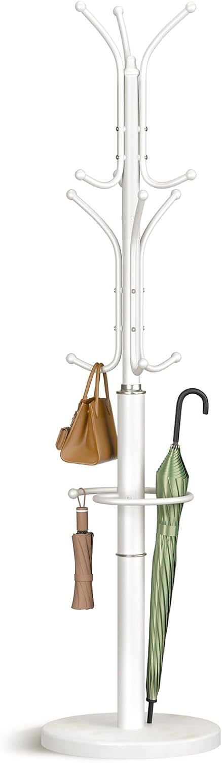 Yoobure Metal Coat Rack Freestanding with Marble Base, Coat Tree with 12 Hook...