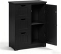 SUPER DEAL Bathroom Storage Cabinet with 3 Drawers and 1 Door, Entryway Home Decor Furniture Towels Storage Organizer Unit, Black