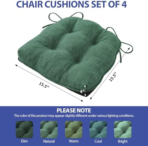 IPYNBAP Memory Foam Chair Cushions Set of 4, 15.5"x15.5"x4", D...