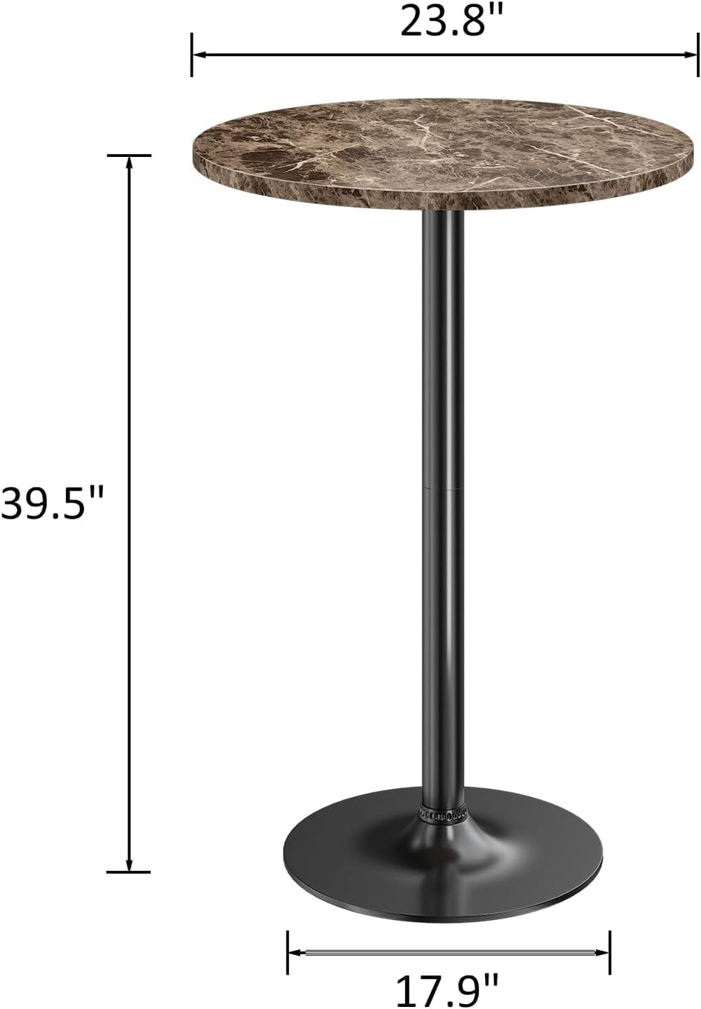 Furmax Bistro Pub Table Round Bar Height Cocktail Table for Home Bar, Round B...