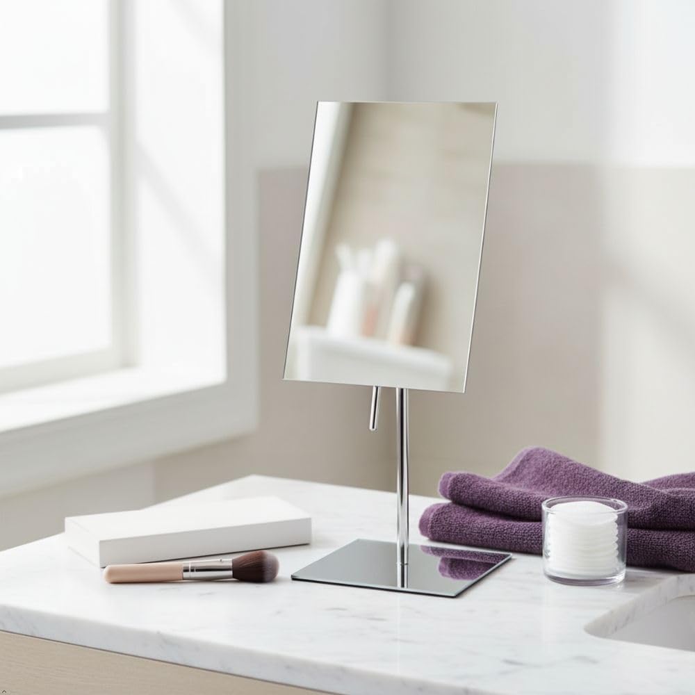 JERDON 5" x 8" Tabletop Makeup Mirror - 3X Magnification - Chrome -...