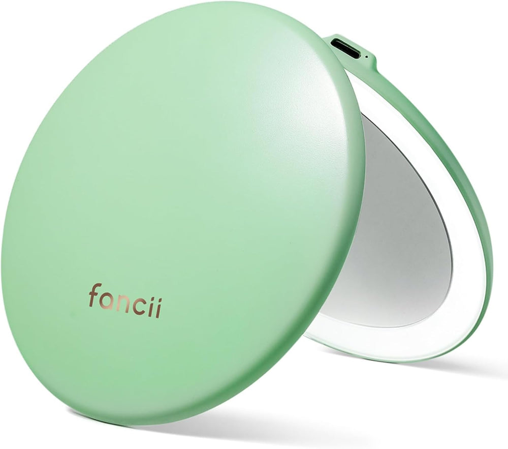 Fancii Taylor LED Lighted Compact Makeup Mirror, Rechargeable, 10x /1x Magnif...