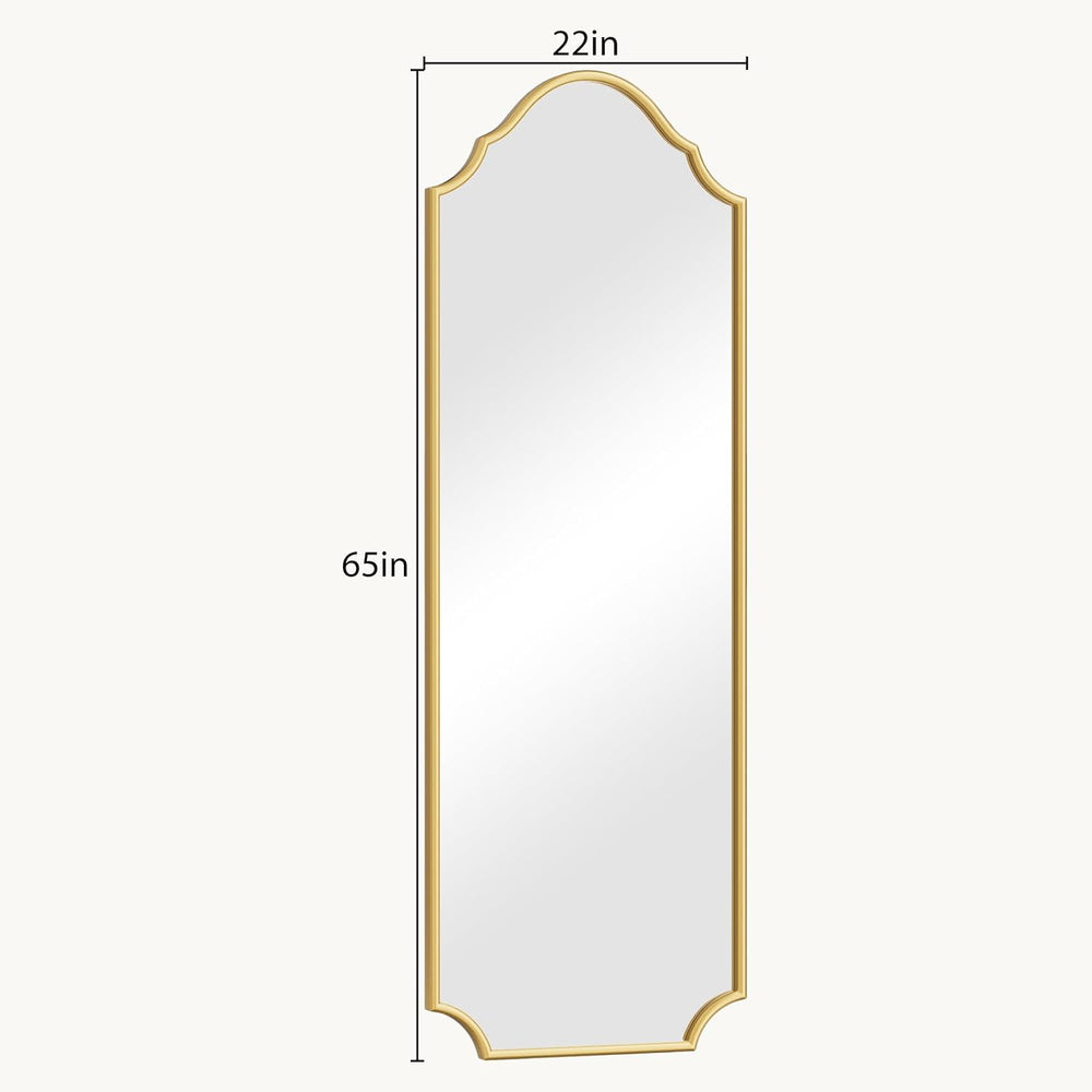 WallBeyond Arched Full Length Mirror Wall Mounted, 65"x22" Gold Met...