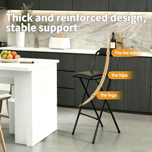 Folding Stool with Back,2 Pcs Tall Foldable Stool 29.5 Inch