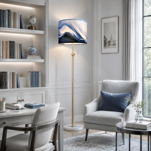 Drum Lamp Shade, Blue Ocean Wave, 13 x 13 x 10 Inch